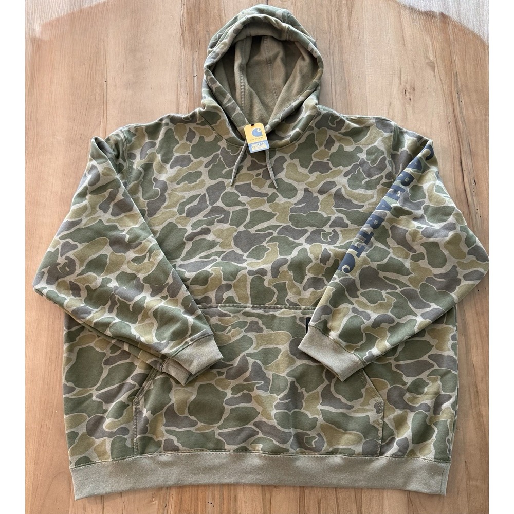 Carhartt Men's 4XL NWT Marquette Camo Hooded Sweatshirt Loose Fit Logo Sleeve